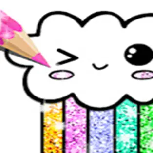 Kawaii Coloring Book Glitter - Drawing Book