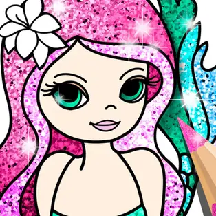 Mermaid Coloring Book Glitter